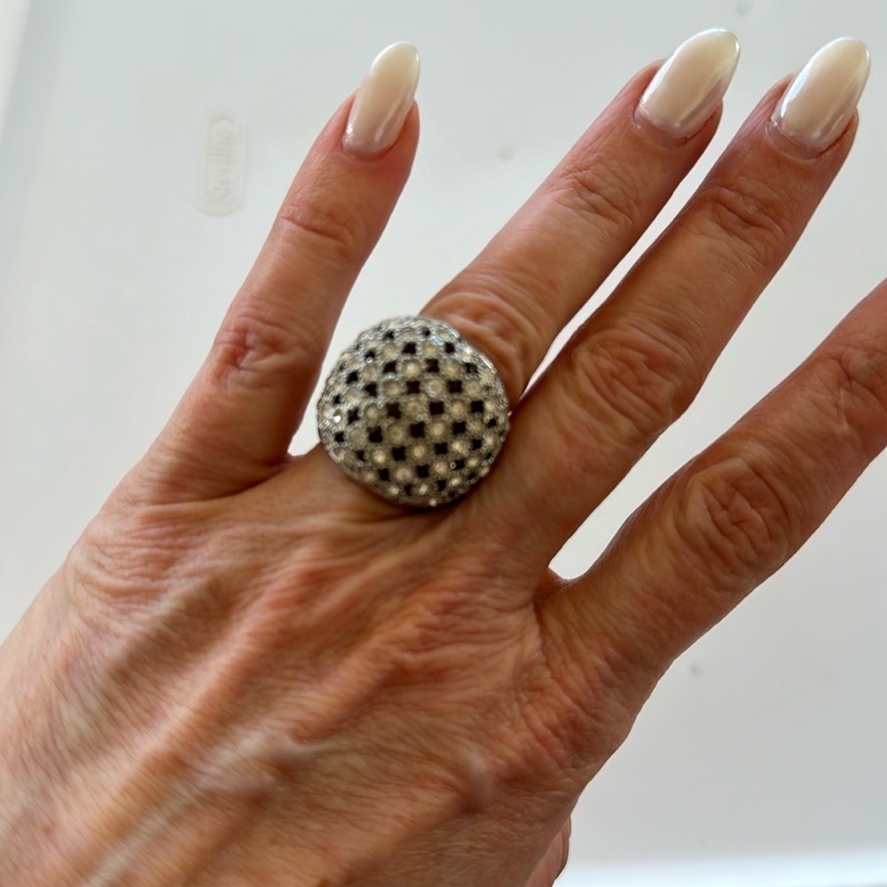 Banana Republic Silver Pave Cocktail Ring Size 7